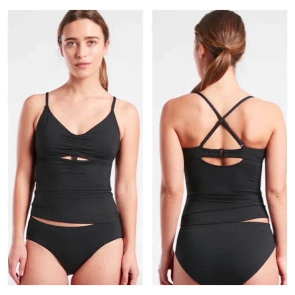 Athleta Villa Bra Cup Tankini Size 34 B/C Vacation Beach Swim Black